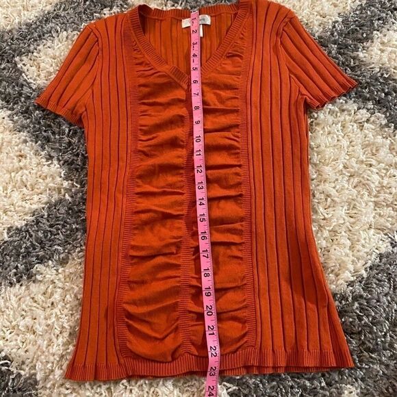Dressbarn, deep orange fitted sweater top - Picture 6 of 6